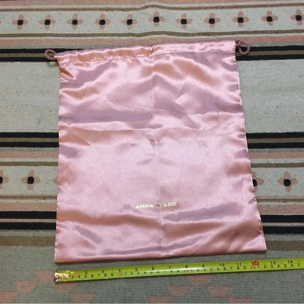 Amina Muaddi medium satin & gold drawstring dustbag